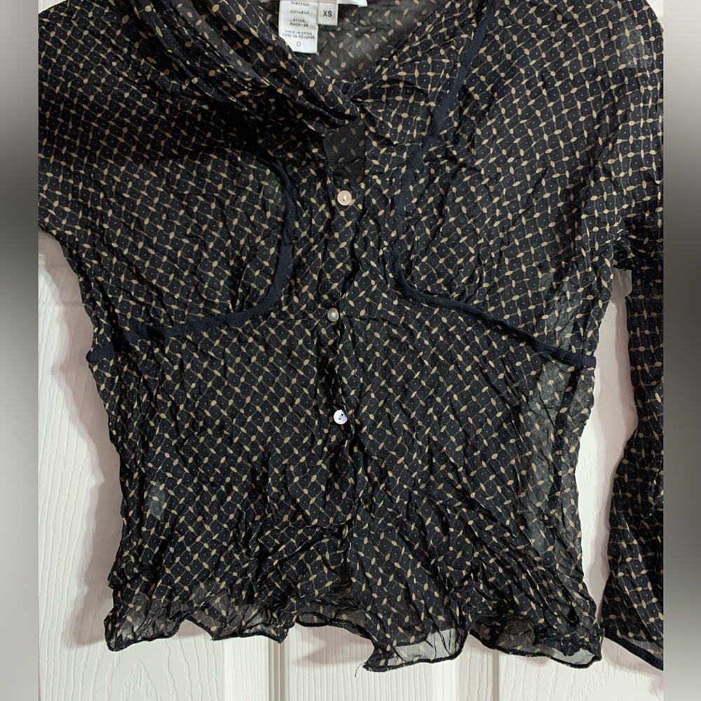 VTG Studio M 100% silk black/tan blouse, top with 3/4 sleeves - 0 - Picture 8 of 10